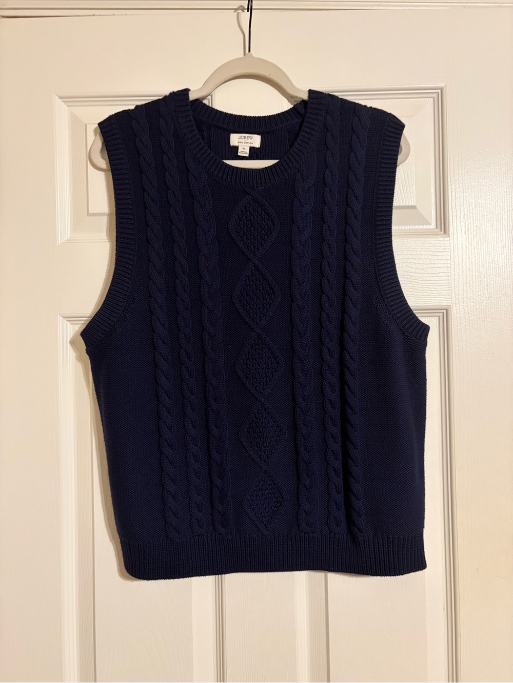 J. Crew Navy Cable-Knit Crewneck Sweater Vest